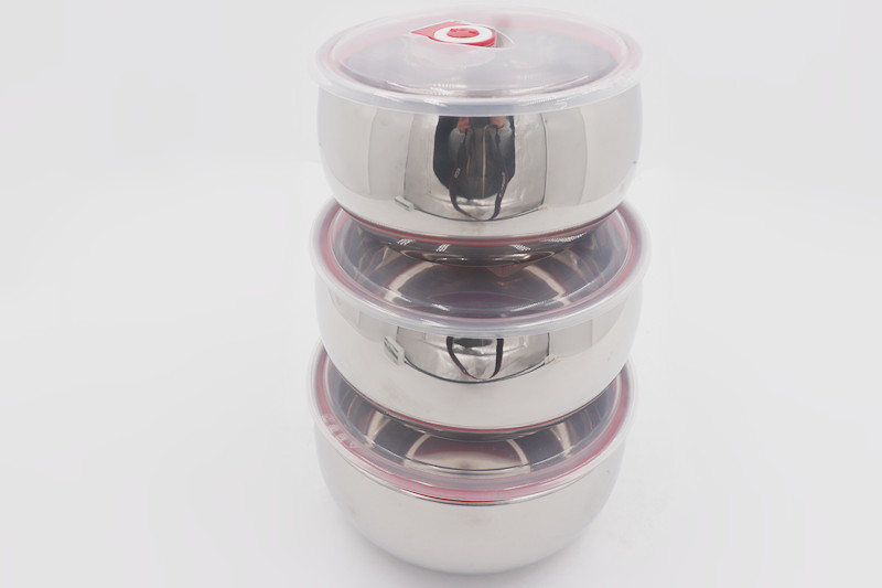 14,16,18cm 3pcs Food container 201#stainless steel mixing bowl round shape food preservation box