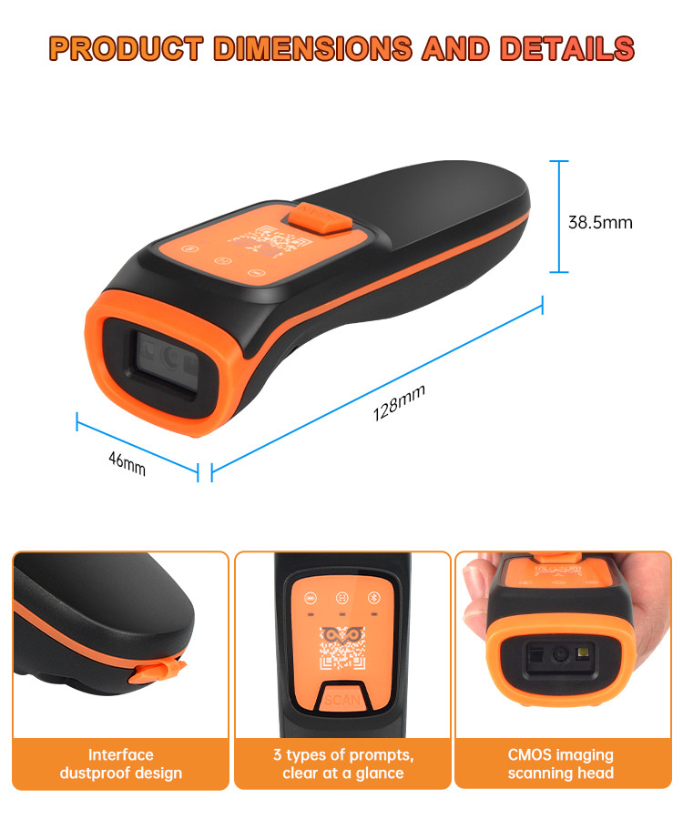 Bluetooth Portable Wireless Barcode Scanner Handheld 1D 2D Qr Bar Code Reader