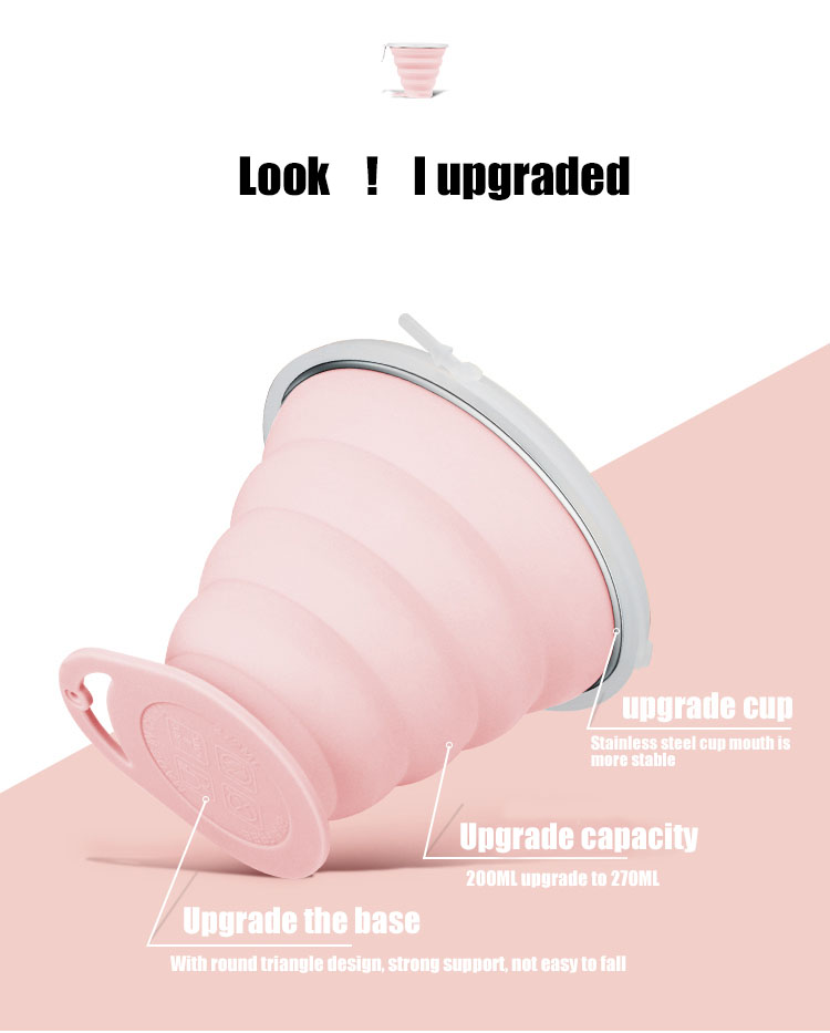 Silk Screen Logo 90g Retractable Foldable Silicone Coffee Cup
