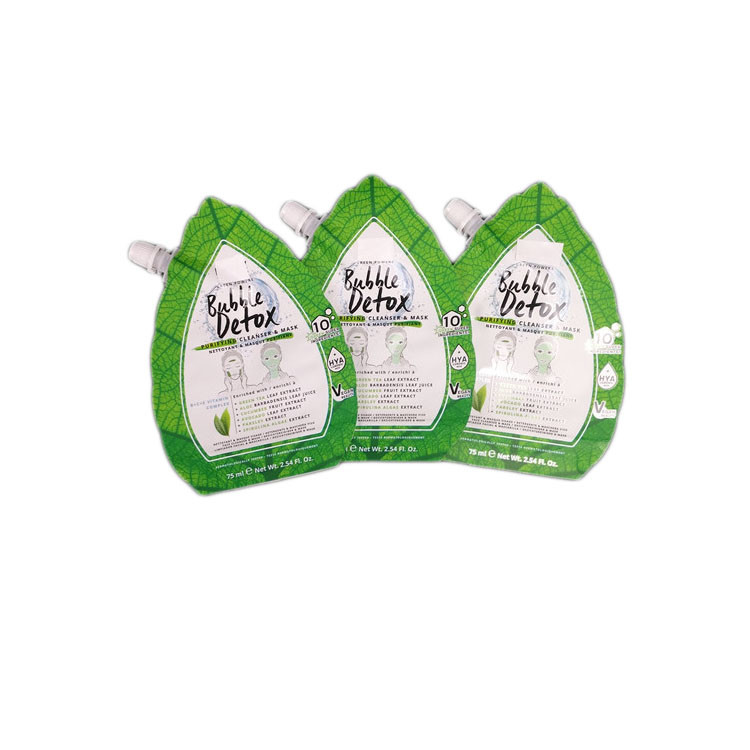 Custom Printed Design Green Irregular Spout Pouch Packaging With Foil