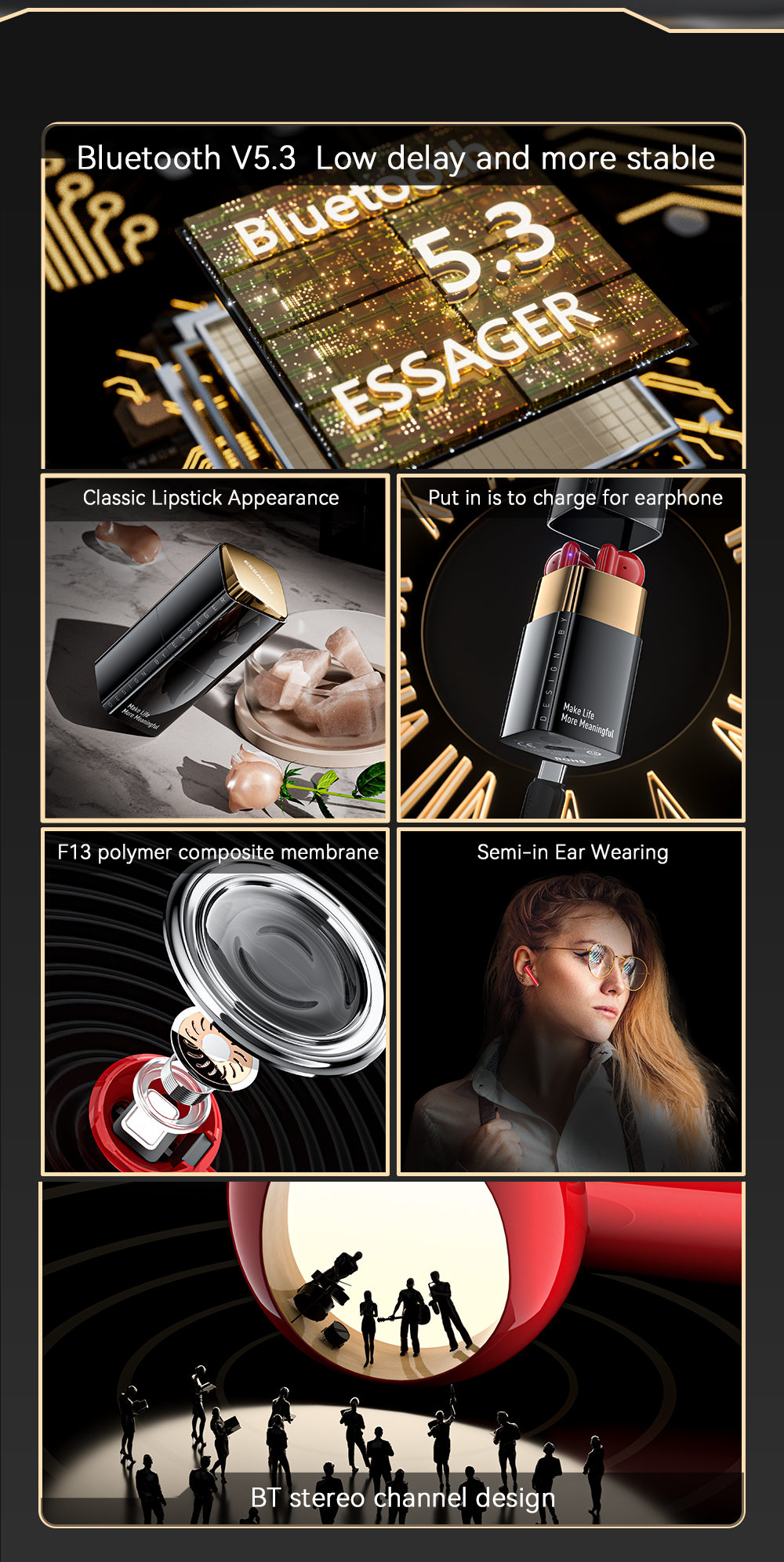 ESSAGER HE-006 Series TWS Wireless Earbuds BT5.3 For Android