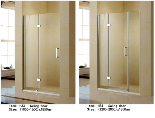 Rectangle Folding Frameless Glass Shower Enclosures With Stainless Steel Hinges Fixed