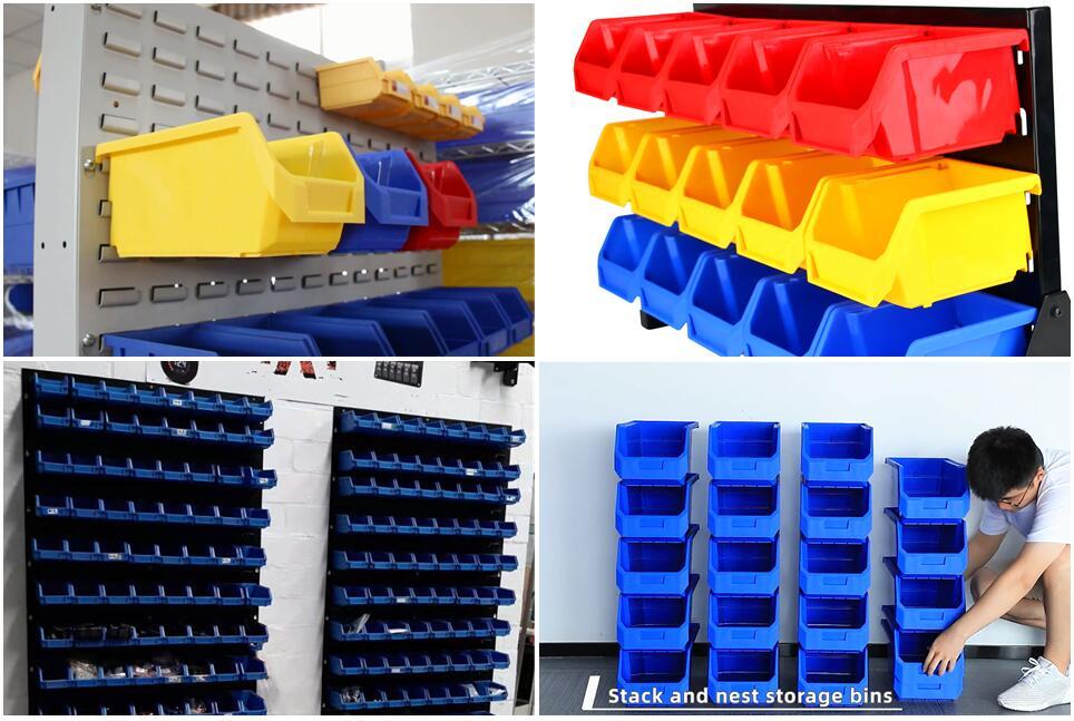 Small Parts Storage Solution Virgin Plastic PP Stack Hang Bins For Organizing Storage Boxes & Bins For Tool & Packaging Use