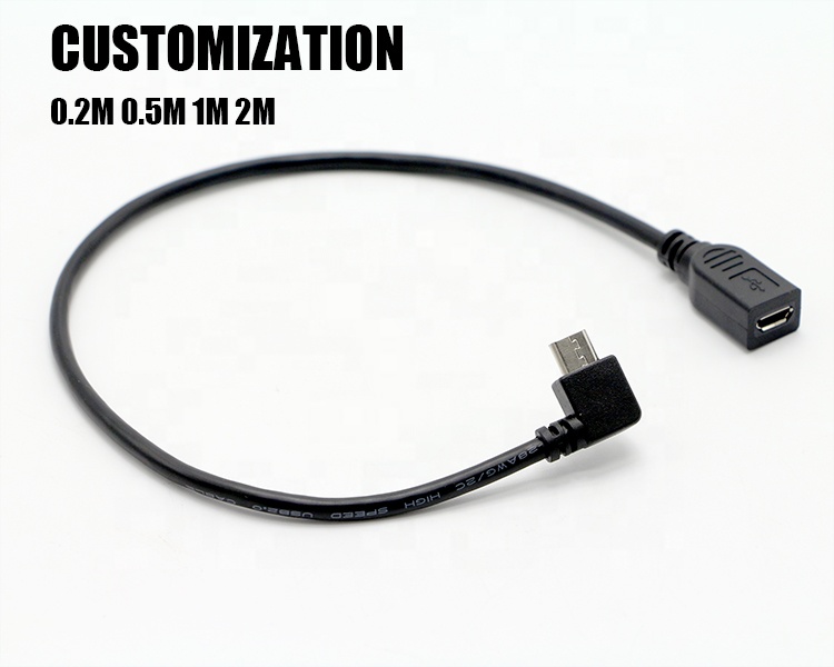 90 Degree Left Right Up Down Angle Male to Female Micro B USB 2.0 Extension Cable