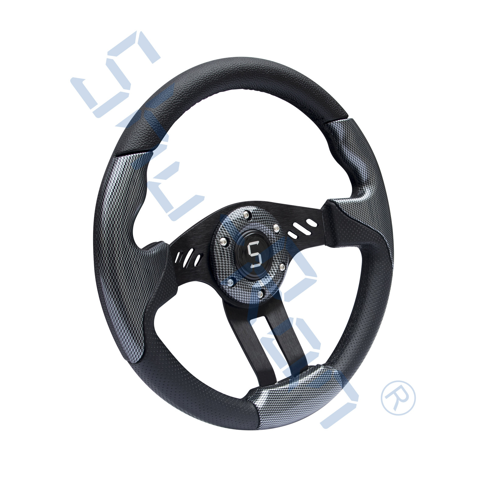 Golf Cart Aviator 5 Carbon Fiber Grip/Black Spokes Steering Wheel