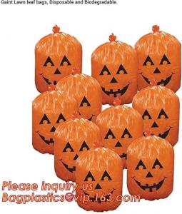 Buy cheap disposable Halloween Pumpkin Leaf Trash Bags Set 4 Orange Yard Decor Party Jack-O-Lantern,halloween pumpkin bag/ Hallowe product