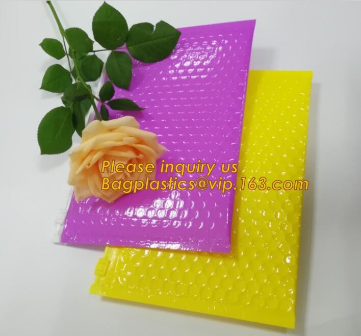 Holographic Factory Shiny gold Cosmetic bag Zipper Bubble Bag zip-lock Slider Padded Mailer metallic bubble zipper bagea