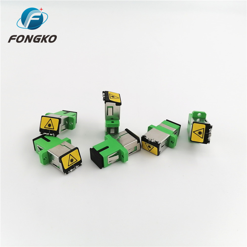 Hot sales Plastic Metal APC/SC Auto Shutter Adaptor Black Dust Cover SC/APC Fiber Optic Adapters