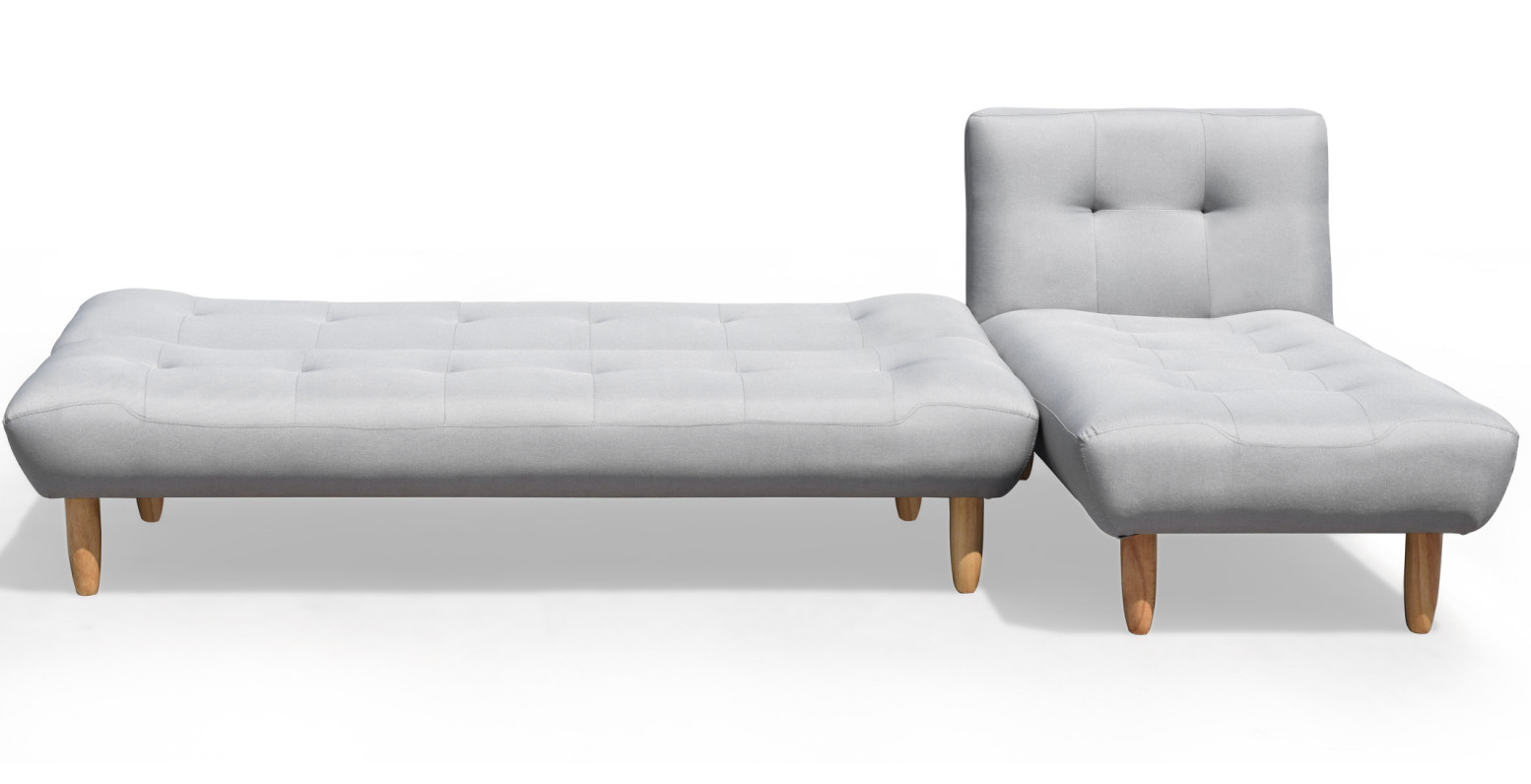 L Shaped Folding Futon Sofa Bed Dark Gray Polyester Upholstered Modern Convertible