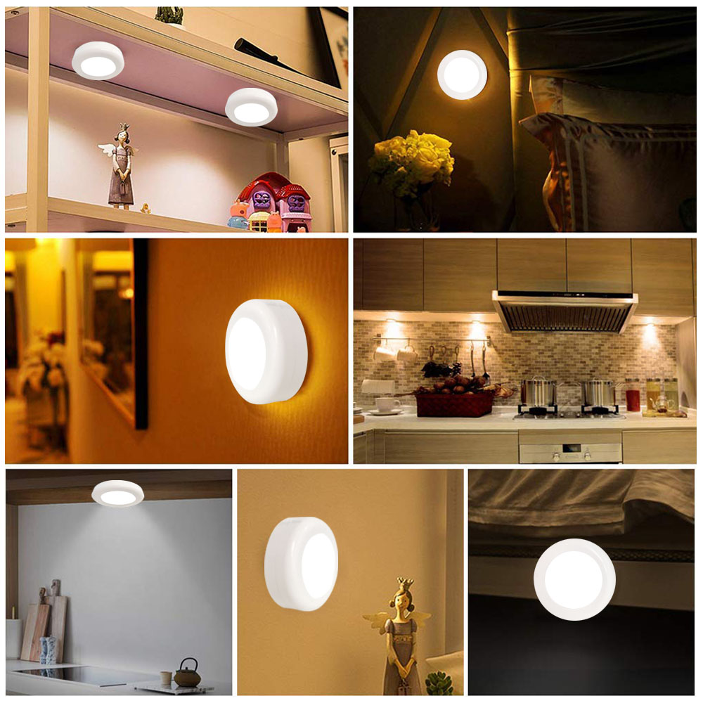 16 Colors 3 Modes 62MM RGB LED Puck Lights Wireless Under Counter Lighting With Remote