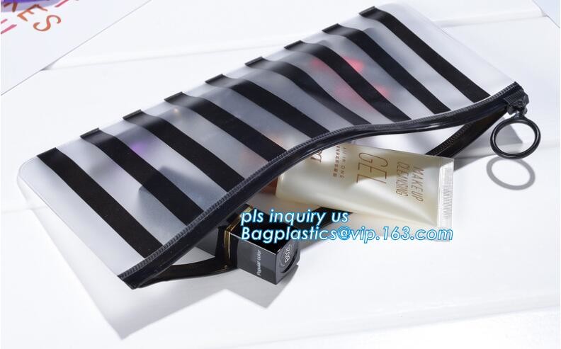 Clear Cosmetic Bags Vinyl Cosmetic Clothes Packaging Suited Frosted PVC / EVA