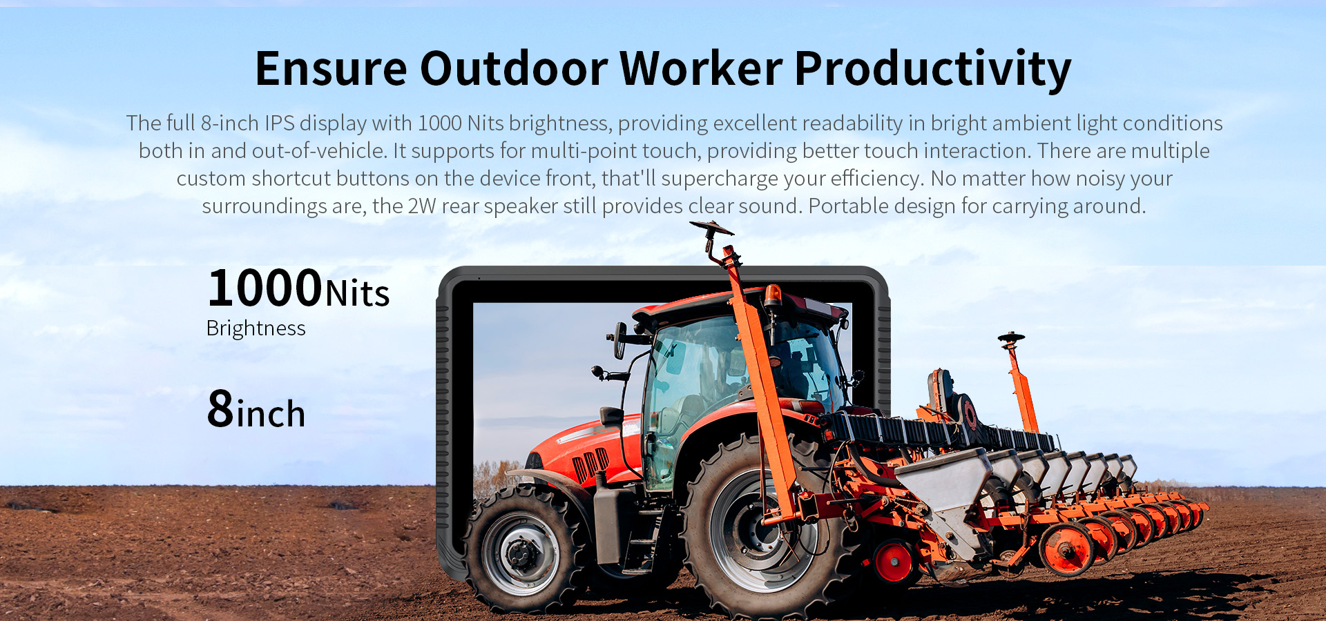 RS485 Capable V80J Rugged Vehicle Tablet with 1000nits Display and Wide Voltage Module
