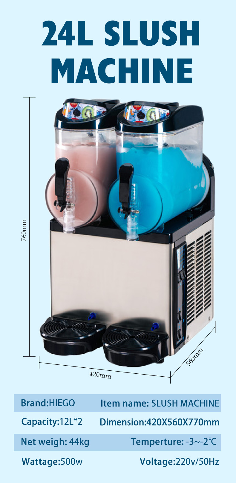 36L Commercial Slush Machine 2 Tanks Smoothie Ice Slush Juicer Machine