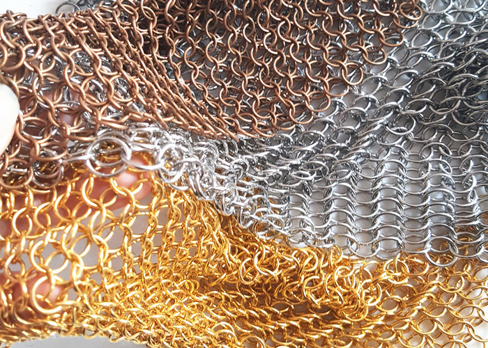 1.2X10MM Fireplace Mesh Curtain , Metal Mesh Curtain Panels For Space Divider