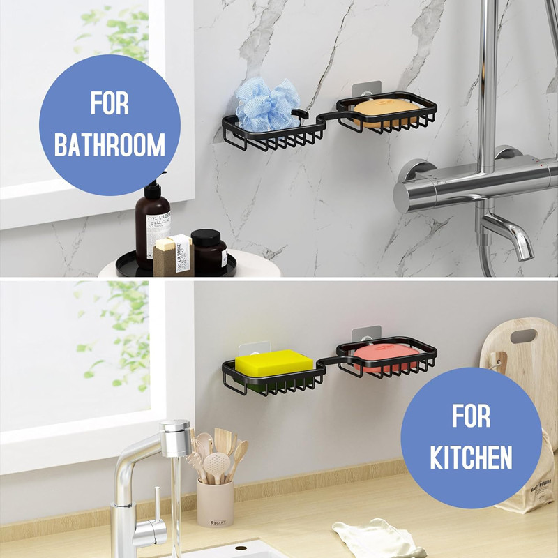 Wall Mounted Rust Proof Metal Self Draining Soap Tray Soap Dish for Shower