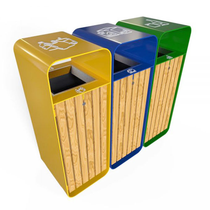 Outdoor Classification 13 Gallon 850mm 3 In 1 Wood Garbage Bin