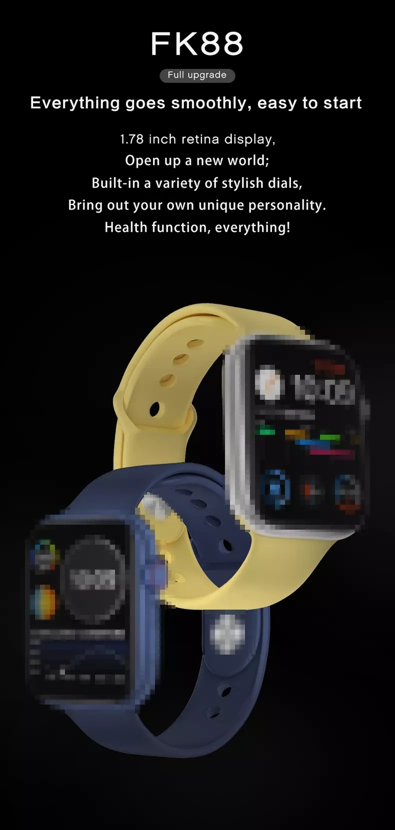 1.78 HD Screen Heart Rate Pedometer Bluetooth Calling Smartwatch