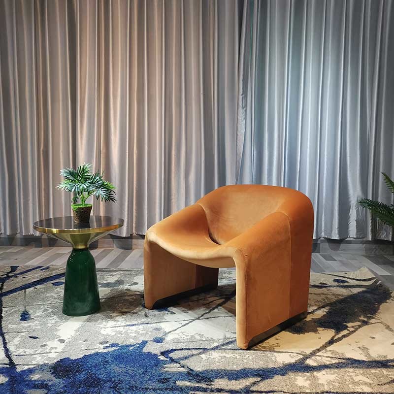 Office Single Seater Sofa Brown Luxury Velvet Armchair Hotel Lobby 76x67x70CM