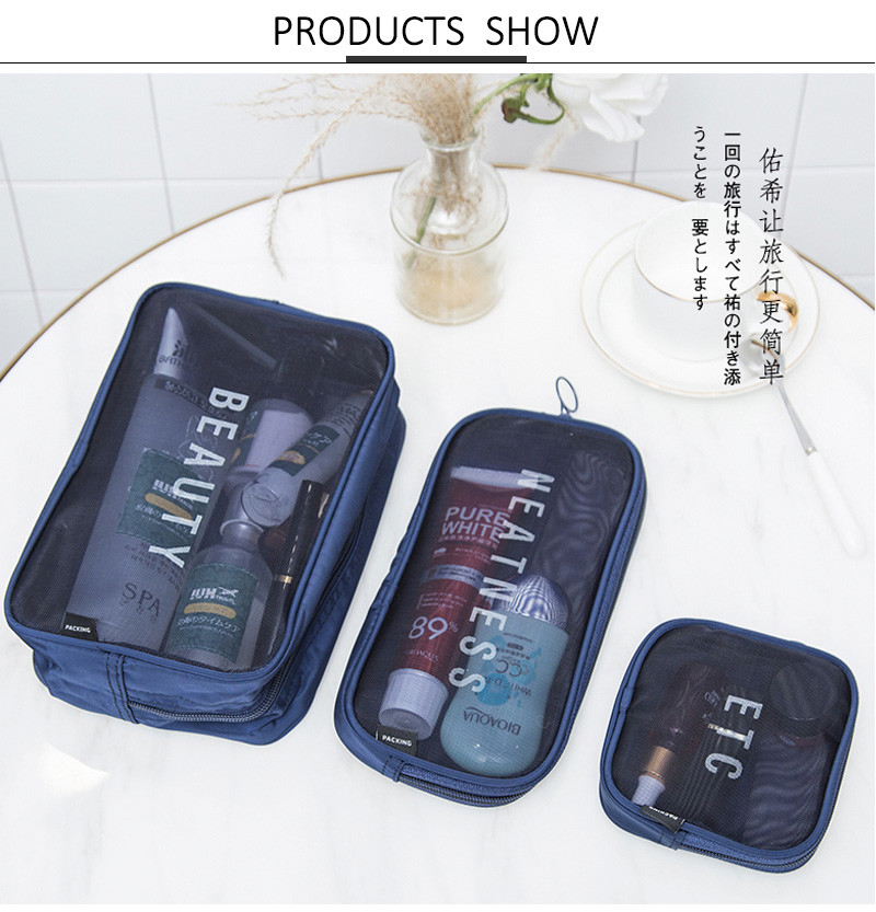 Portable Multi-Functional See Through Men Cosmetic Travel Bag Sets