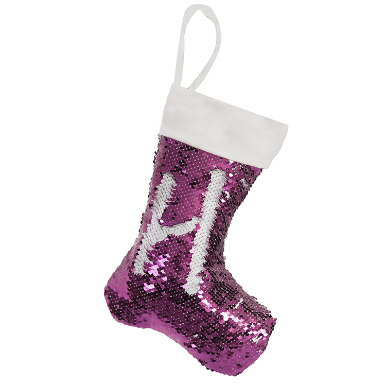 Sublimation Custom Printing Christmas Decoration Flip Sequins Sock hanging christmas socks