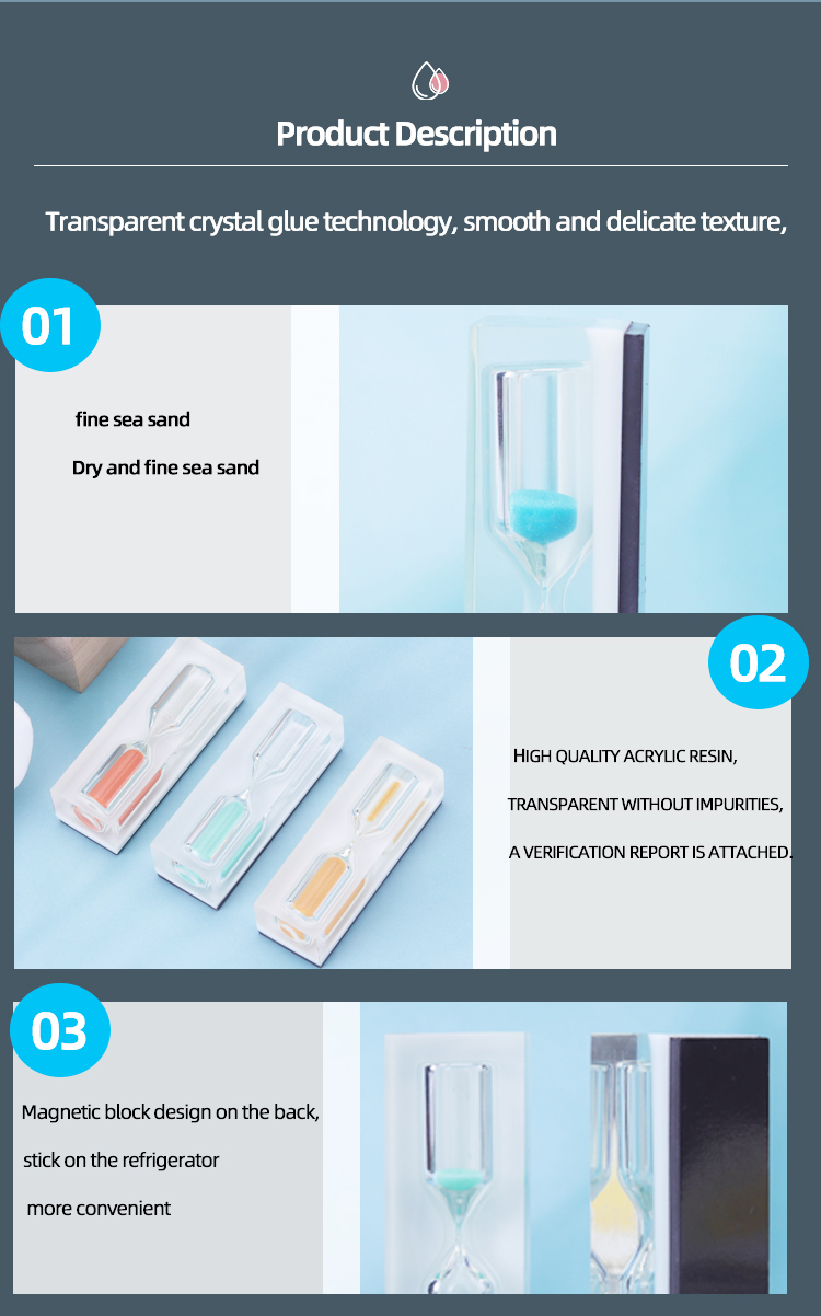 smalll Acrylic Hourglass Sand Clock 5 Minutes 3 minutes 2 Minutes 1 Minutes Free Sample