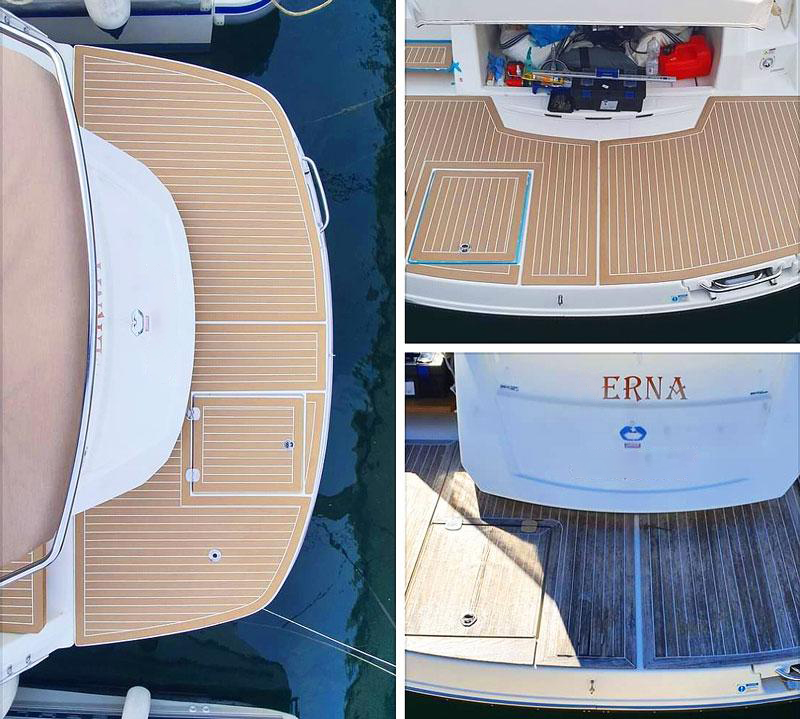 Non-Skid Soft PVC Yacht Decking Floor Width 190mm/50mm Teak/Grey Finish for Yacht