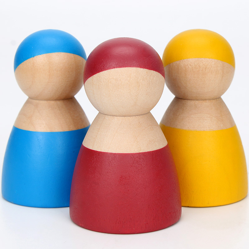 Brown 18cm Rainbow Wooden Building Blocks Toy Creative Educational