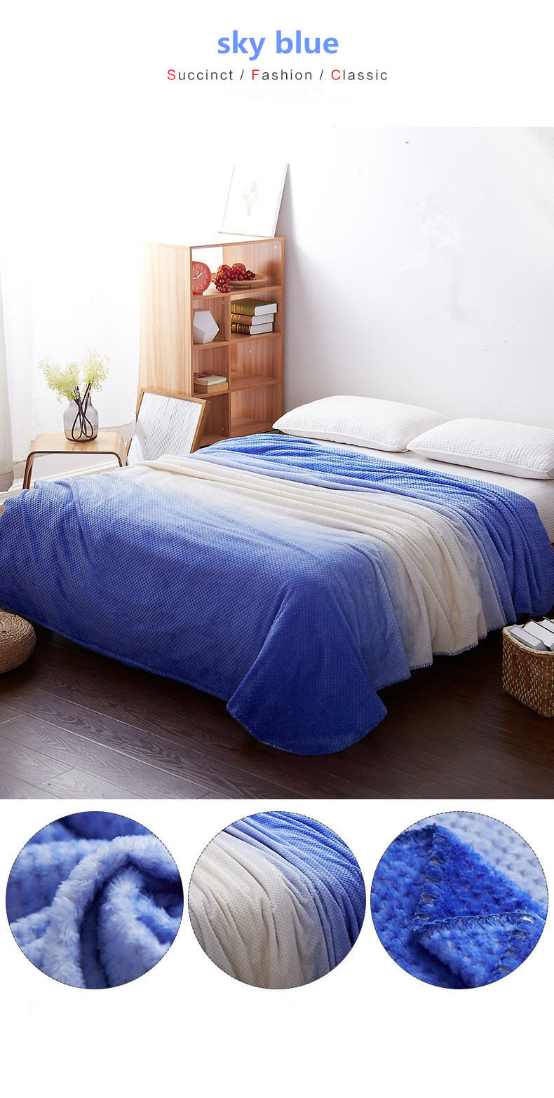 Gradient Color Flannel Sheet Blanket , Flannel Fleece Blanket Easy Care For Bedding