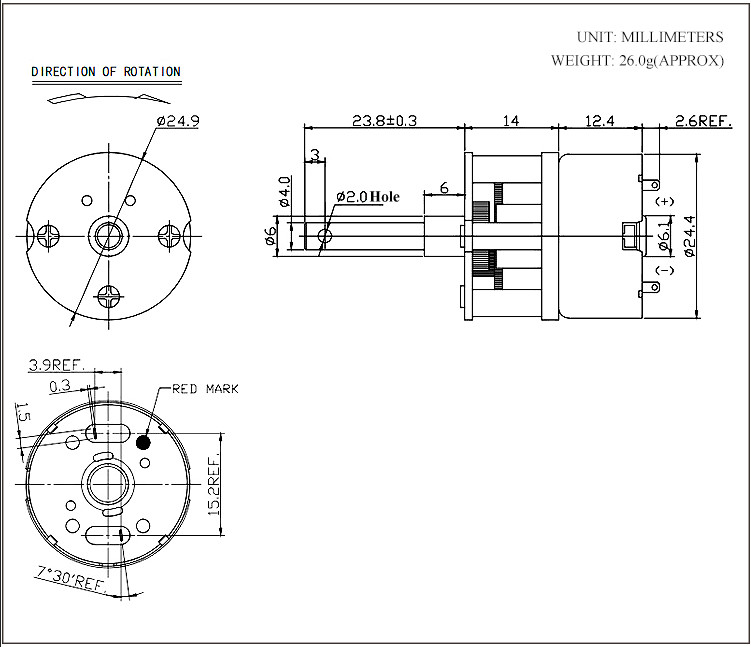 Tailor 3V 14mm Gearbox Dc Gear Motor 4.2RPM For Ball Light