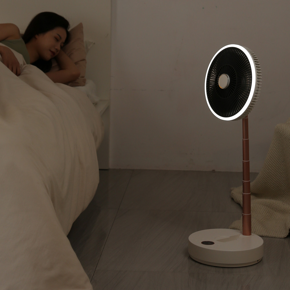 LCD Screen Rechargeable Standing Fan 10000mAh Motor Whisper Electric Folding Fan