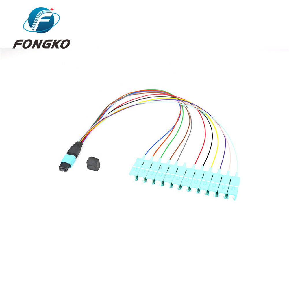 Single Mode 0.9mm lc MPO To SC Mtp Fanout Cable 0.5m 12 Fiber