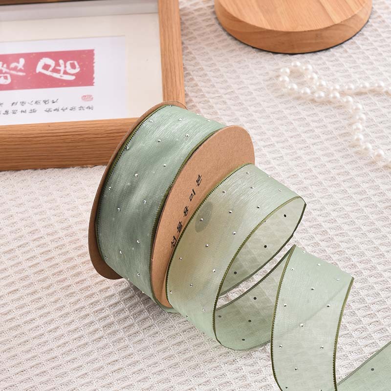 4cm*18m Shinny Diamond Polyester Organza Ribbon High Quality Gift Ribbon