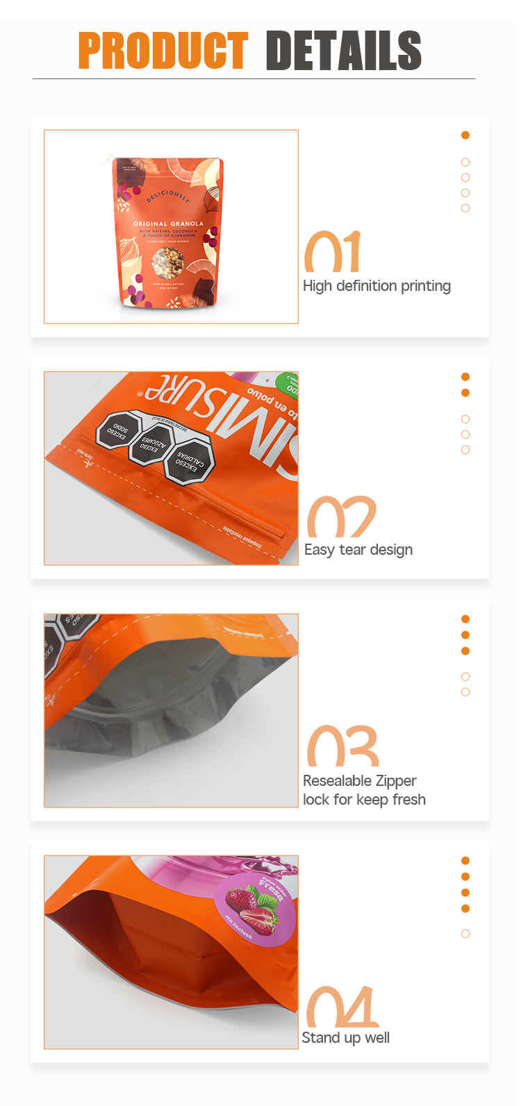 Resealable Biodegradable Plastic Ziplockk Bags ROHS Matte Finished Dried Fruit Packaging