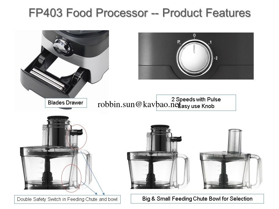FP403 Multi Electric Food processor With Stainless Steel Blade and Blades Drawer