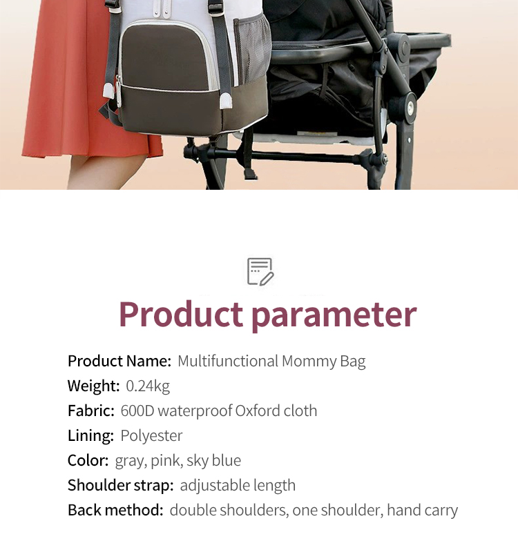 ISO9001 Softback Multifunction Travel Diaper Bag Backpack Water Resistant