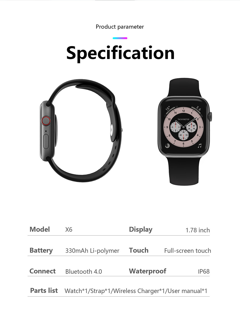 1.78" 200mah Remote Control Smartwatch Music Playing