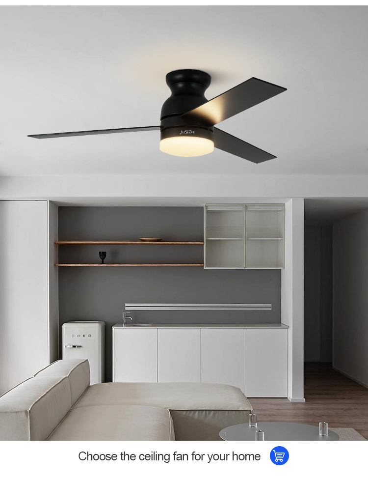Low Ceiling Black MDF Blades Ceiling Fan with Remote Control and 1450lm Luminous Flux