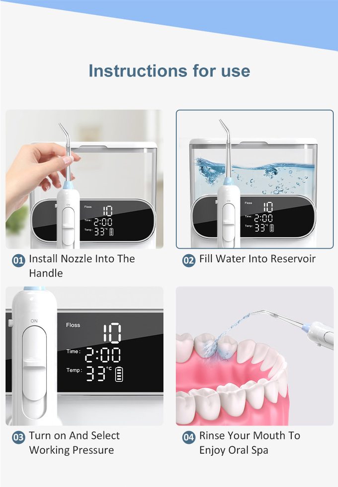 Family Water Flosser Big Capacity 1000ml IPX5 Oral Irrigator Rechargeable Tooth Clean Electric Counter Water Flosser
