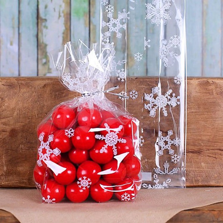Christmas Candy Bags Plastic Gift Bags Package For Candy Buffet Drawstring Party Favor Treat Bags
