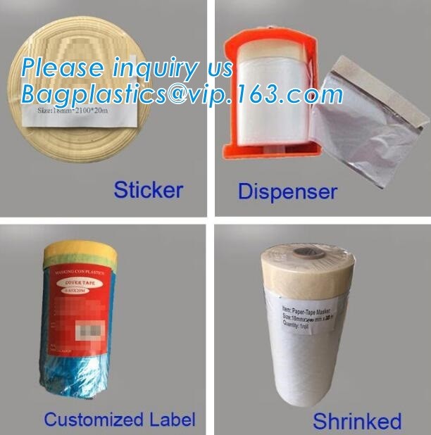Pre-tapd paint masking film HDPE,Car paint repair masking film with tape, Hot sell masking film with adhesive tape, PAC