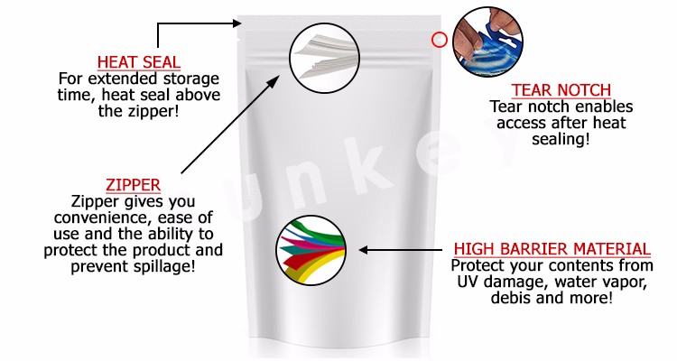 Whey Protein Coffee Tea Packaging Aluminum Foil Clear Stand Up Pouch With Zipper