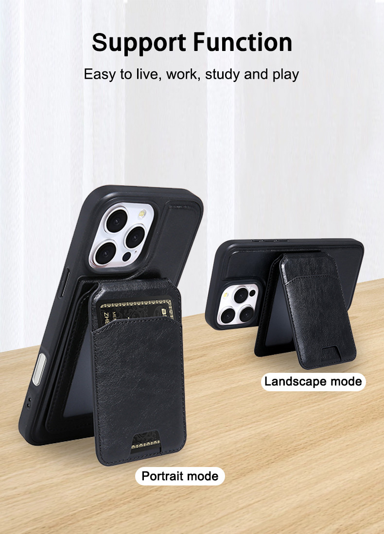 PU Leather Phone Case Magsafe Wallet Card Holder For IPhone Samsung