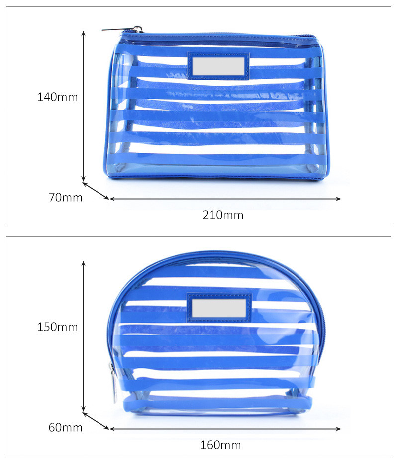Multi-Functional Transparent Clear Strip Pattern PVC Cosmetic Bag