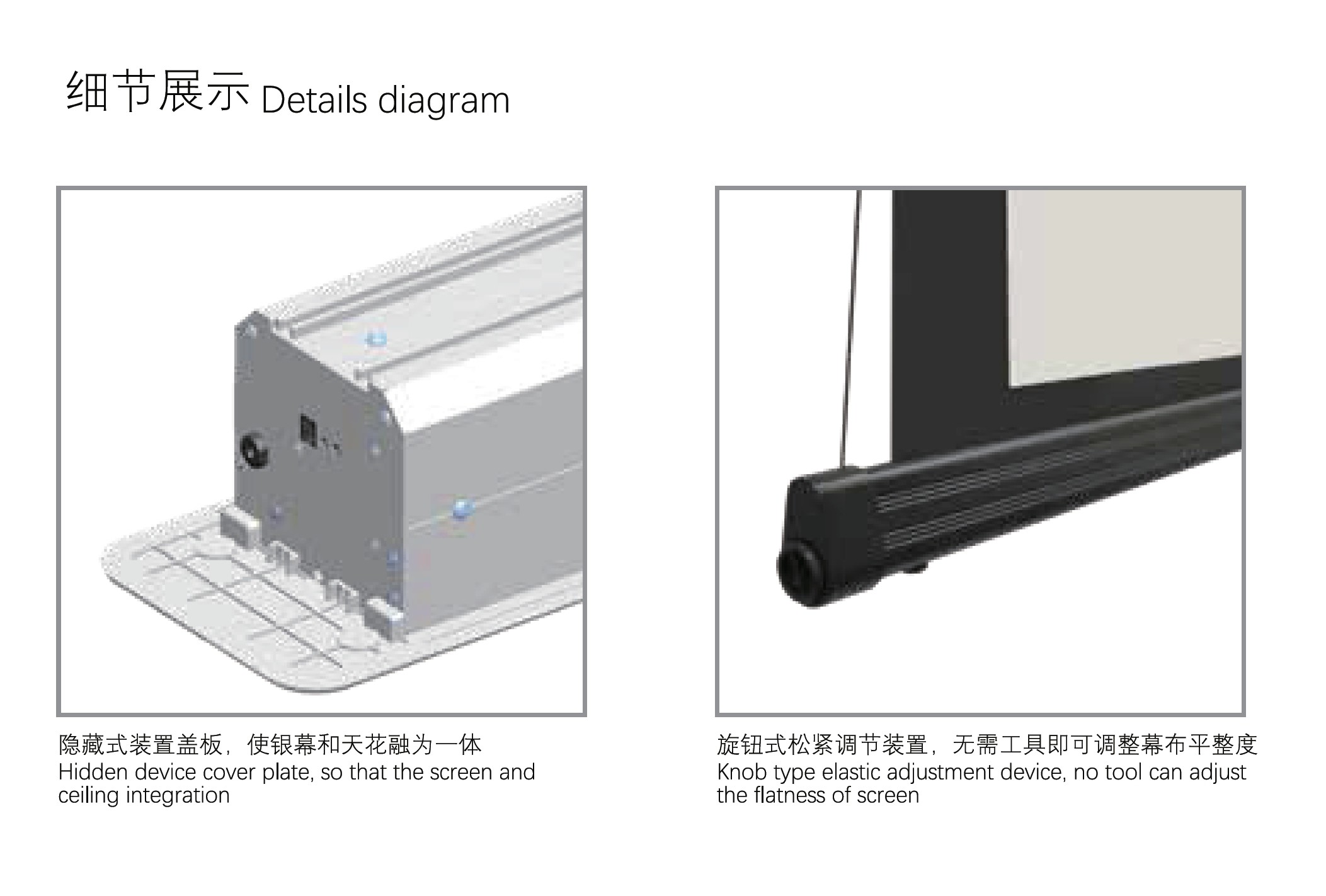 In Ceiling Electrical Projection TV Screens Retractable High Strength For Church Projector