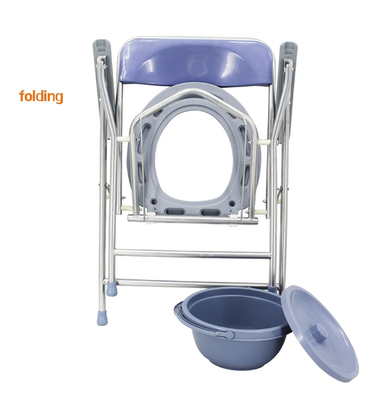 Folding Lightweight Commode Chair With Top Loading Easily Removable Chamber Pot, Commode Chair, Portable Toilet