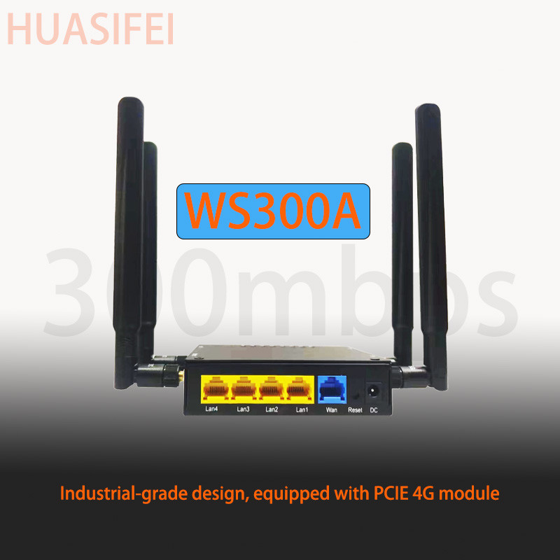HUASIFEI Black Iron Shell 4G Wifi Router Openwrt 300Mbps With SIM Slot