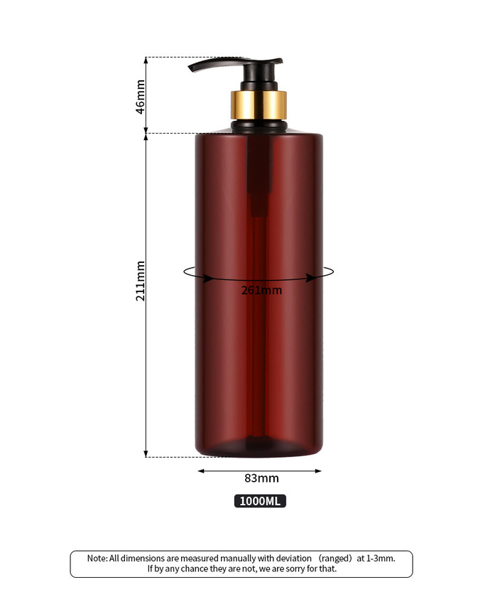 1000ML Plastic Lotion Pump Bottles , PET Face Cream Pump Dispenser