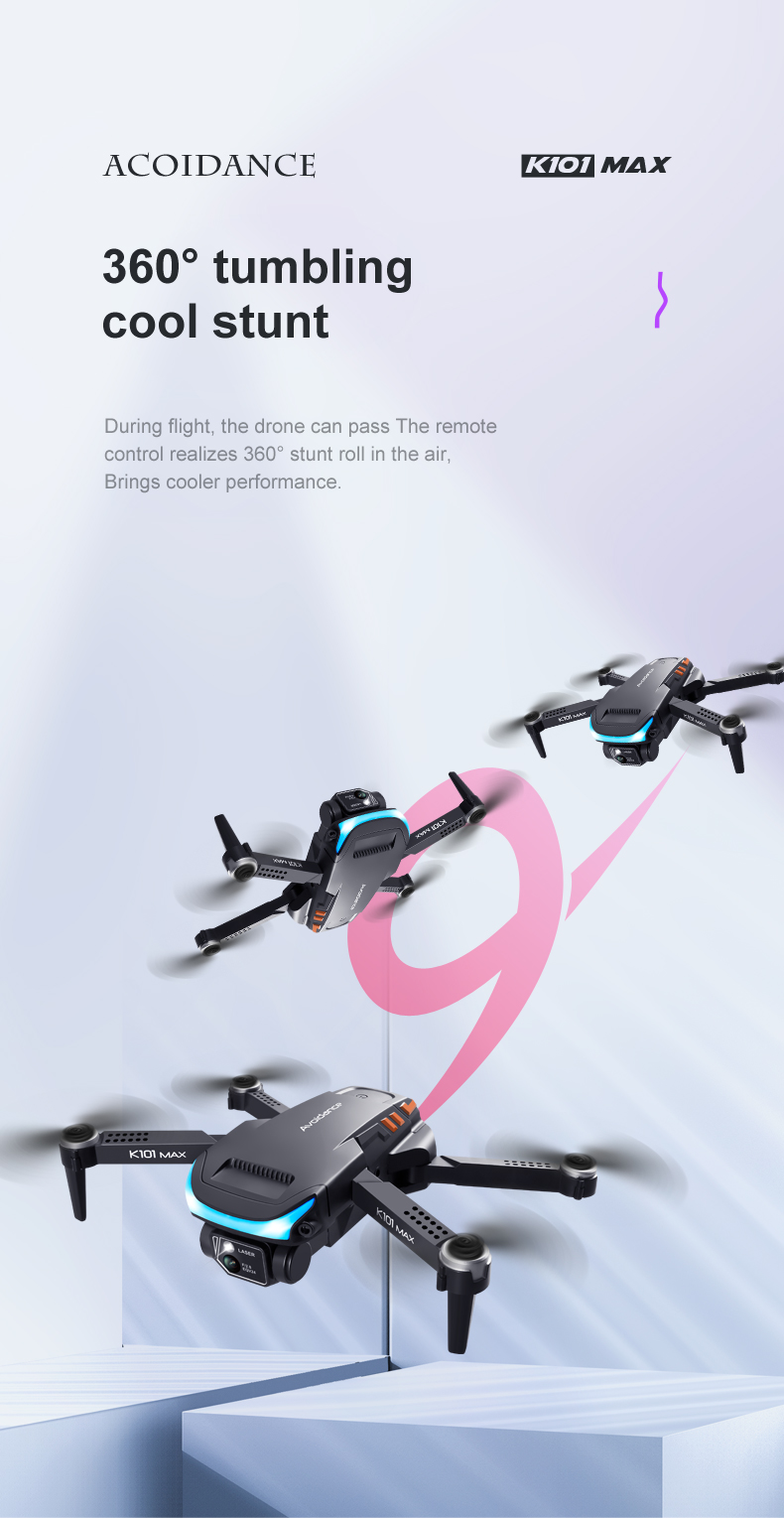 K101 Max Obstacle Avoidance Optical Flow Positioning 4k Hd Dual Foldable Quadcopter Toys Drones Vs E88 E58 Camera Mini Drone