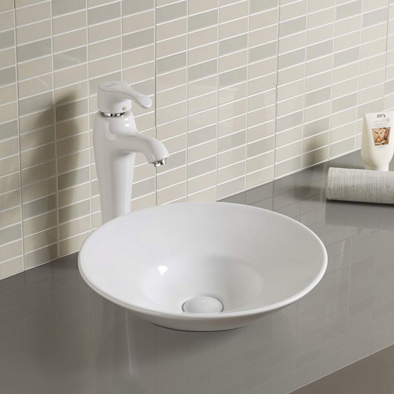 Round Counter Top Bathroom Sink 450mm Wide Vintage Oval Vessel Sink Anti Acid
