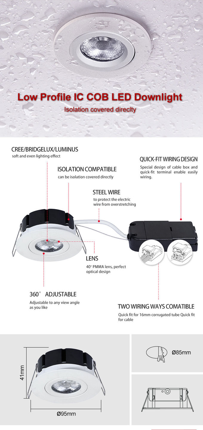 7W Dimmable LED Recessed Lighting IP65 Rated Downlights Low Voltage